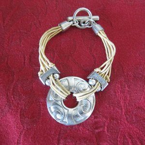 Vintage India metal and silk cord bracelet